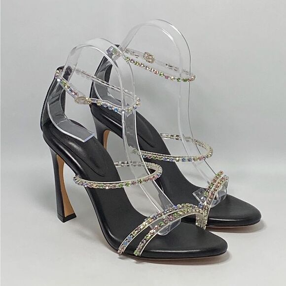 Alexandre Birman Dolores 100 Black & Sparkling Straps Sandal size 38 - Picture 5 of 12